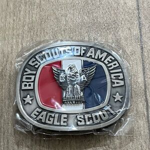 Eagle Scout Belt Buckle - Silver, Red, Blue